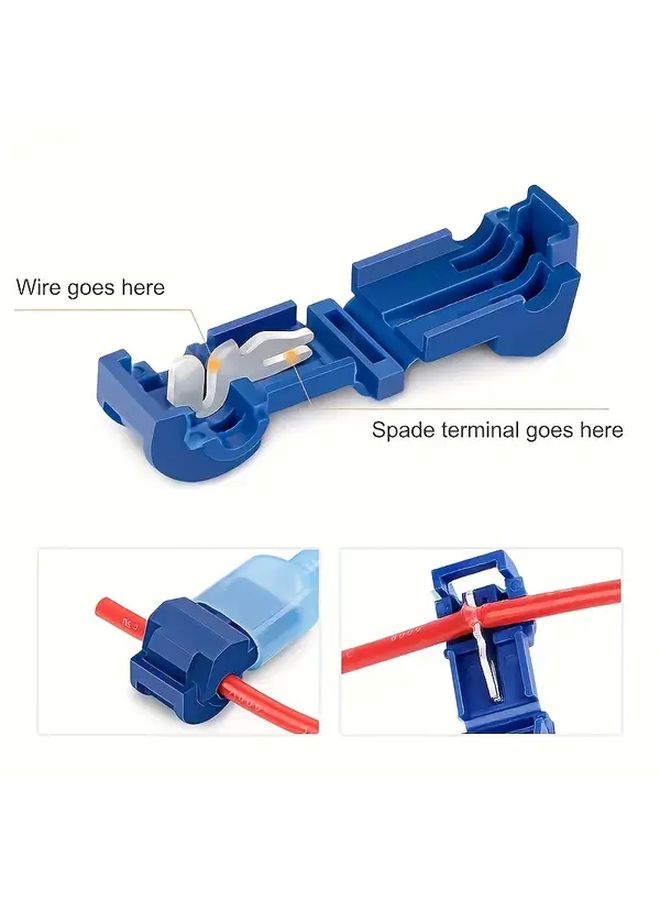 Blue Quick Cable Connectors 25pcs Snap In T Terminals with Locking Mechanism PVC Insulated - Image 3