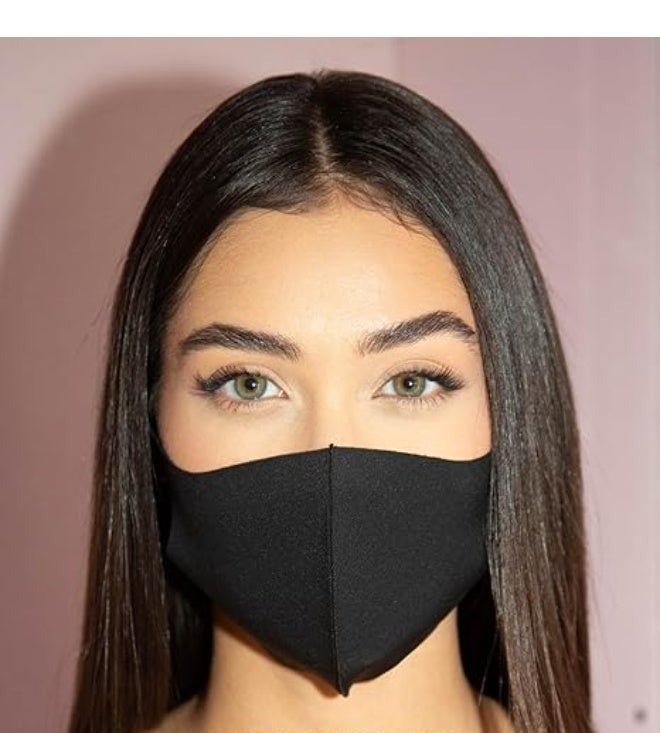 Face Mask Pack of 3 Washable Fabric, Black - Image 4