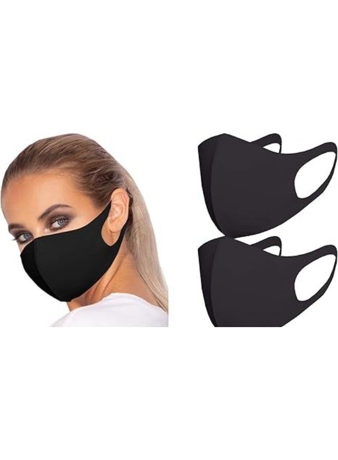 Face Mask Pack of 3 Washable Fabric, Black - Image 2