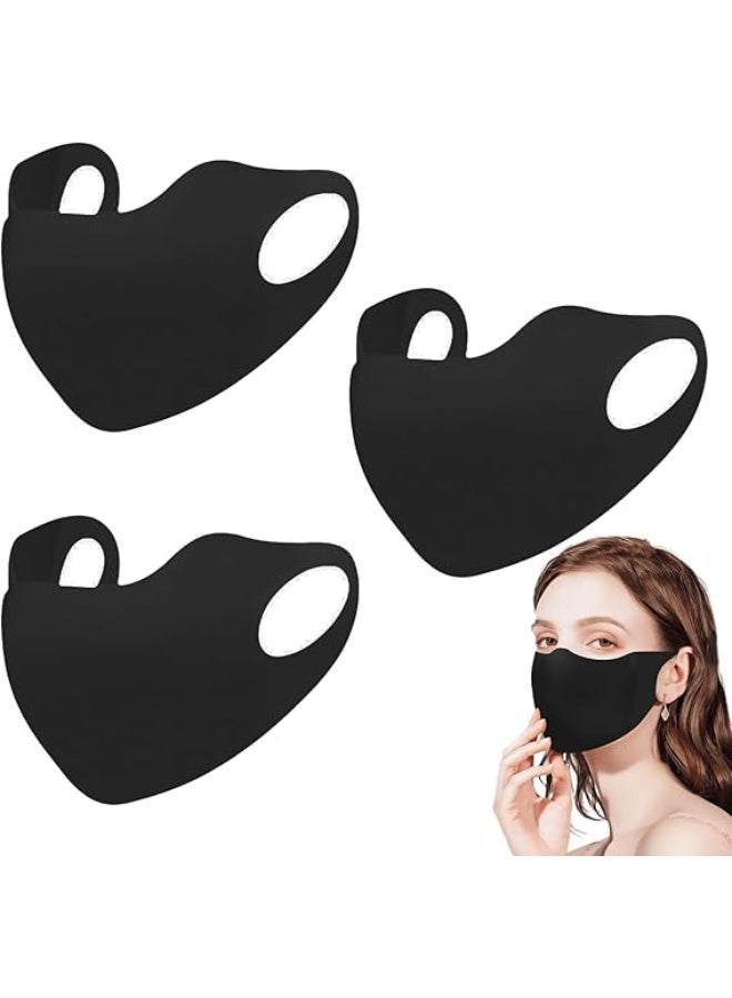 Face Mask Pack of 3 Washable Fabric, Black - Image 1