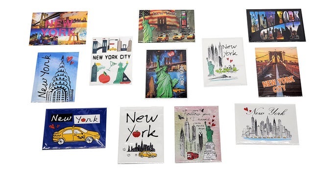 12 SET NYC NEW YORK CITY LARGE PHOTO SOUVENIR FRIDGE MAGNETS WITH CLASSIC ARTISTIC DESIGNS 25 X 35 INCH PACK OF 12