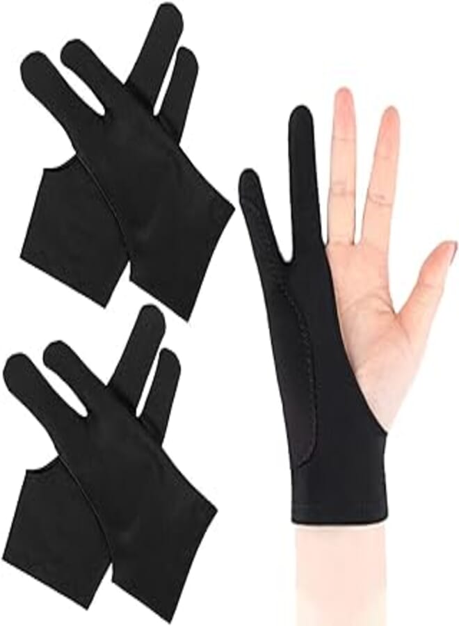 Newaner Artist Glove Elastic Anti-fouling Glove 4 Pack Drawing Artist Glove for Graphics Tablet Pen Monitor Drawing Tablet Light Box Tracking Board (L)