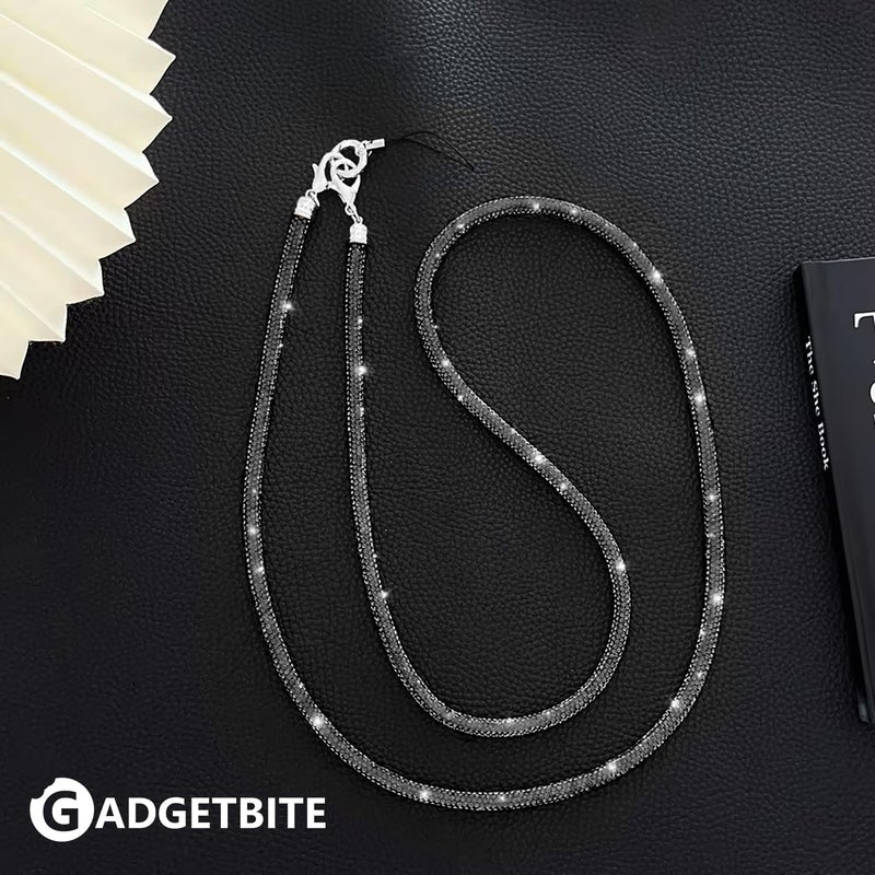 GadgetBite Diamond Charm Phone Lanyard - Cross body lanyard, Mobile Holder Strap, Hands-Free Neck Hanging Chain Accessory, Compatible with iPhone & Most Smartphones, Charms for Phone Case.(Black) - Image 3