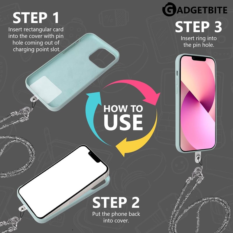 GadgetBite Diamond Charm Phone Lanyard - Cross body lanyard, Mobile Holder Strap, Hands-Free Neck Hanging Chain Accessory, Compatible with iPhone & Most Smartphones, Charms for Phone Case.(Black) - Image 4