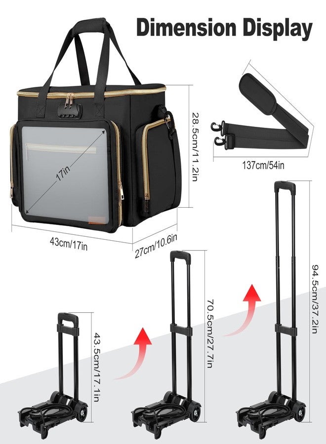 Housolution Rolling Teacher Bag with Wheels, Fits for 17" Laptop, Teacher Tote Bag with Detachable Trolley, Laptop Work Case with Anti Theft Lock, Briefcase Cart with Accordion File Organizer, Black - Image 2