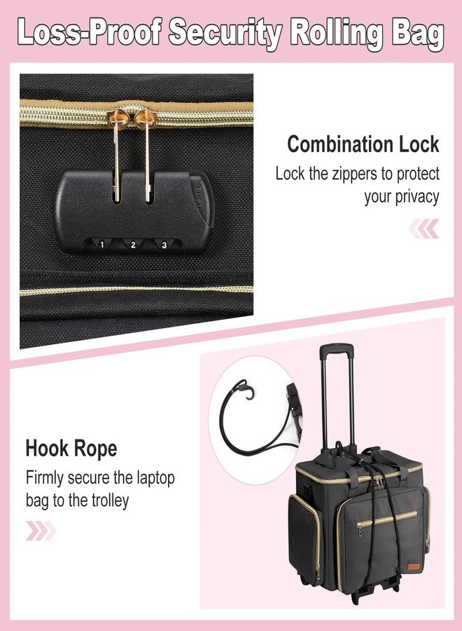 Housolution Rolling Teacher Bag with Wheels, Fits for 17" Laptop, Teacher Tote Bag with Detachable Trolley, Laptop Work Case with Anti Theft Lock, Briefcase Cart with Accordion File Organizer, Black - Image 5