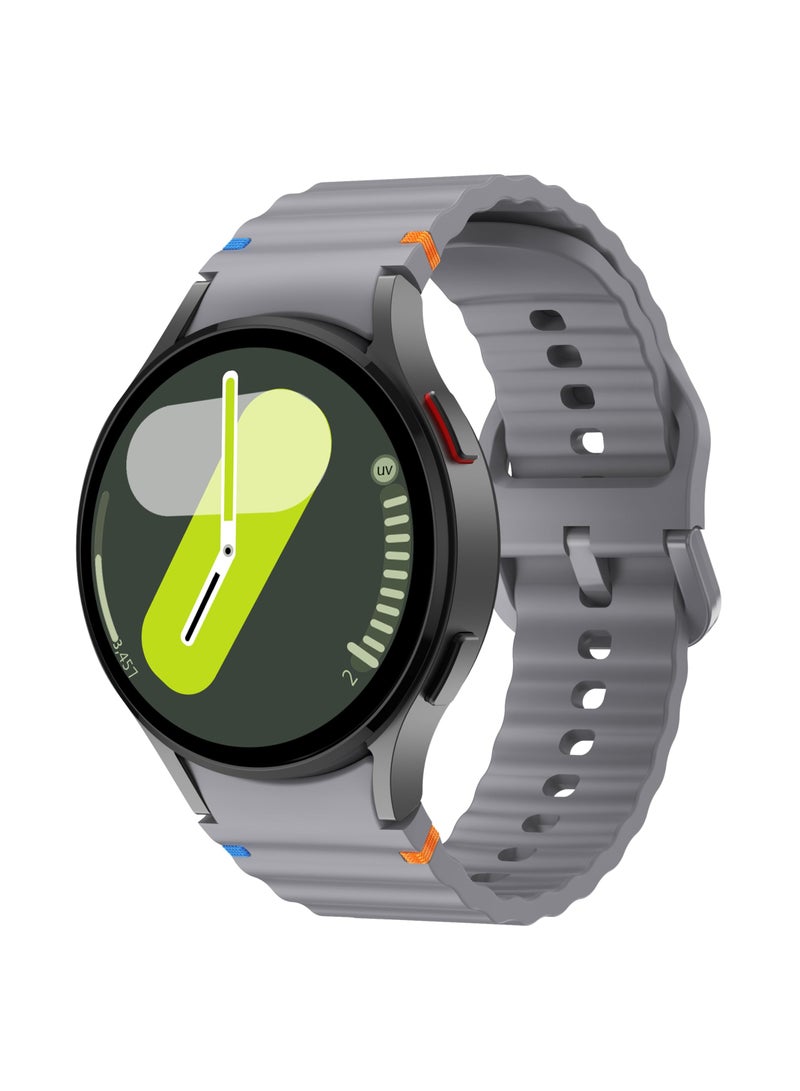 Silicone Band Compatible with Samsung Galaxy Watch 7/6/5/4 47/46/45/44/43/42/40mm Silicone Wave Desgin Strap (Space Grey)  - Image 1