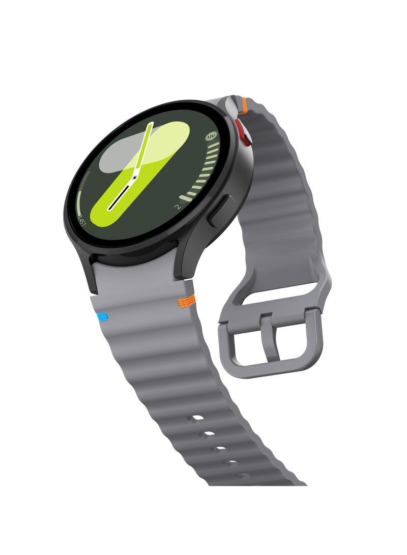 Silicone Band Compatible with Samsung Galaxy Watch 7/6/5/4 47/46/45/44/43/42/40mm Silicone Wave Desgin Strap (Space Grey)  - Image 3