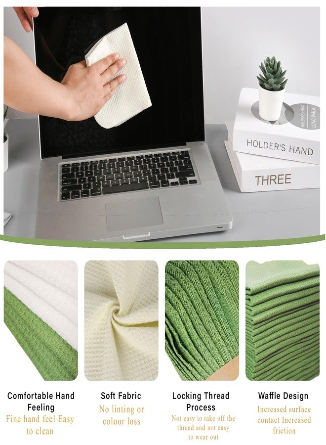 Buowinixi Paperless Towels Washable,Reusable Paper Towels,Cotton Reusable Cleaning Cloth,10"x12", Dish Cloths for Cleaning or Drying Dishes(10, Green - Image 2