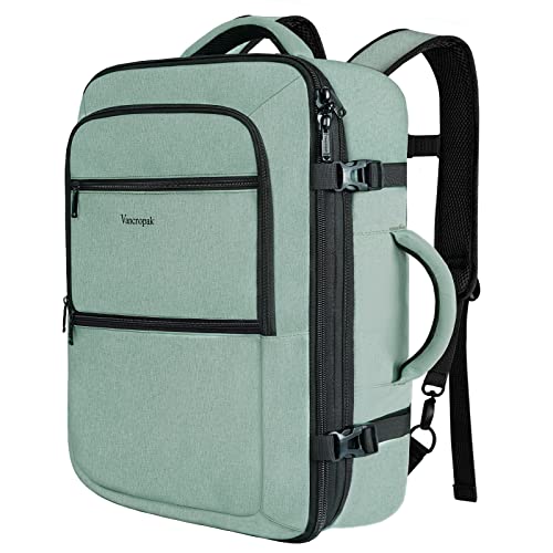 Vancropak Travel Bag, Large 40L Carry on Backpack Airline Approved Expandable Suitcase Daypack, Water Resistant Travel Backpack Overnight Lightweight Luggage Weekender Bag for Flight Men Women, Cyan - Image 1