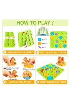 KASTWAVE Logical Road Builder Game, Large Educational Smart Brain Teasers Puzzles Toys, Build-A-Track Brain Teaser Puzzles with 118 Challenges & 5 Difficulty Levels Squirrel Logic Track Building Blocks  - Image 3