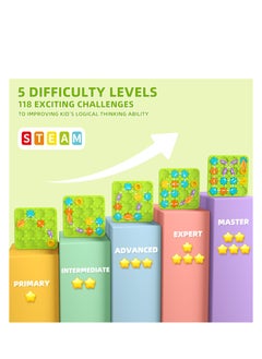 KASTWAVE Logical Road Builder Game, Large Educational Smart Brain Teasers Puzzles Toys, Build-A-Track Brain Teaser Puzzles with 118 Challenges & 5 Difficulty Levels Squirrel Logic Track Building Blocks  - Image 4