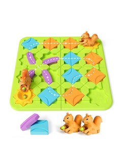 KASTWAVE Logical Road Builder Game, Large Educational Smart Brain Teasers Puzzles Toys, Build-A-Track Brain Teaser Puzzles with 118 Challenges & 5 Difficulty Levels Squirrel Logic Track Building Blocks  - Image 1