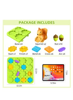 KASTWAVE Logical Road Builder Game, Large Educational Smart Brain Teasers Puzzles Toys, Build-A-Track Brain Teaser Puzzles with 118 Challenges & 5 Difficulty Levels Squirrel Logic Track Building Blocks  - Image 5