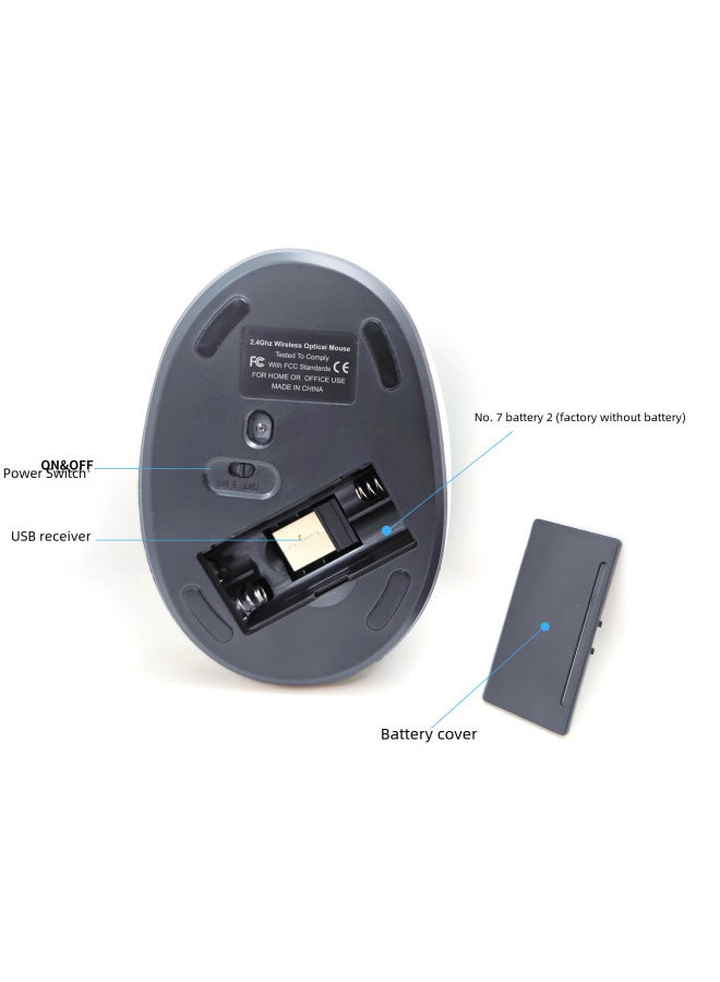 Digital Computer/optical Mouse/optical Mouse - Wireless Bluetooth Mouse Suitable For Desktop Laptop Tablet - Usb Interface-Color:Black-left-hand Version (with Dry Battery) - Image 5