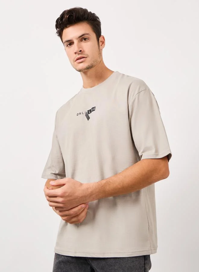 ستايلي Styli Minimal Print Oversized Pure Cotton T-Shirt