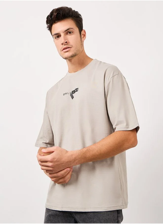 ستايلي Minimal Print Oversized Pure Cotton T-Shirt