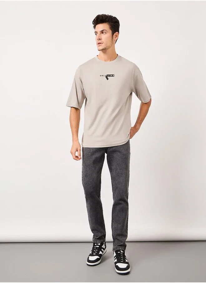 ستايلي Minimal Print Oversized Pure Cotton T-Shirt