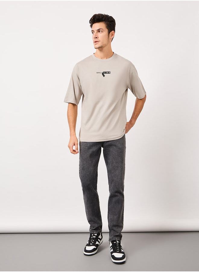 Styli - Minimal Print Oversized Pure Cotton T-Shirt - Image 1