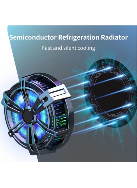 Mobile Phone Cooler for Magsafe, iPad Cooler, Tablet Cooler, Game Cooler Fan for PUBG, Designed for iPhone and Android, Semiconductor Heatsink Without Noise for Live Streaming and Vlog