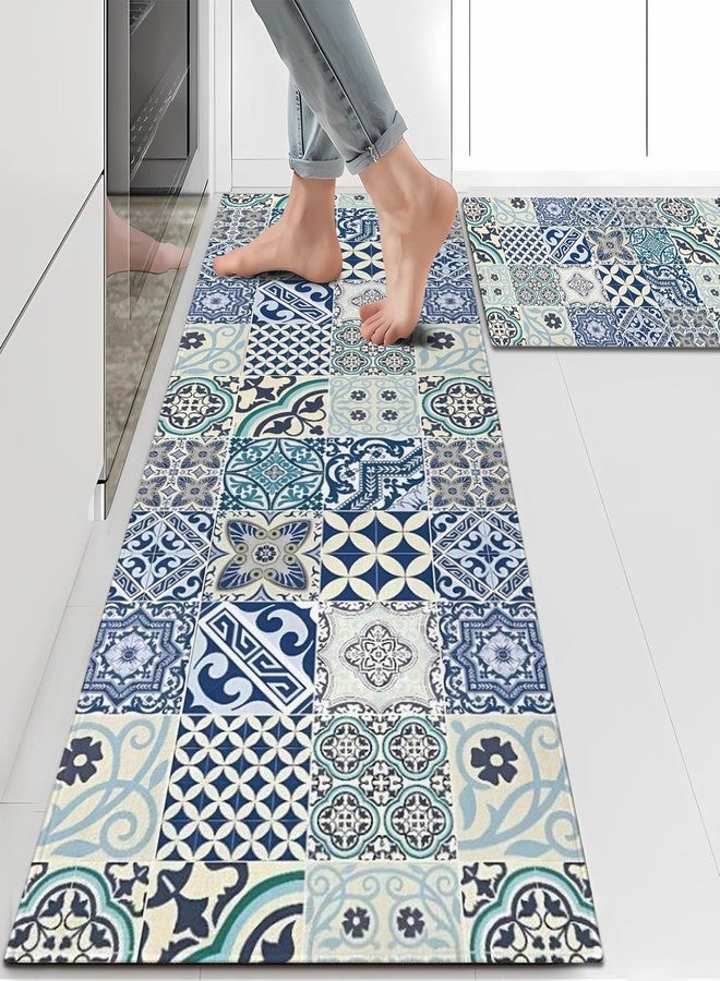 sdhinlwo Farmhouse Boho Kitchen Rugs and Mats Vintage Non Slip Washable Kitchen Mats for Floor Retro Home Door Mat Sets of 2 Decorations 17"x30"+17"x47" - Image 4
