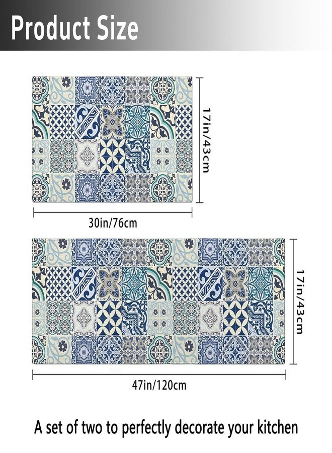 sdhinlwo Farmhouse Boho Kitchen Rugs and Mats Vintage Non Slip Washable Kitchen Mats for Floor Retro Home Door Mat Sets of 2 Decorations 17"x30"+17"x47" - Image 5