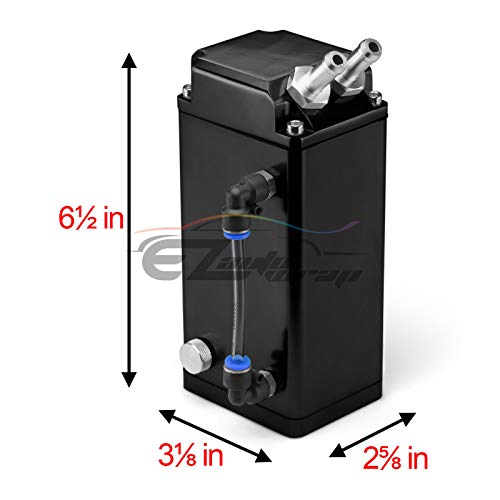 EZAUTO WRAP Black Square Aluminum Engine Oil Catch Tank Can Reservoir Breather #2 - Image 3