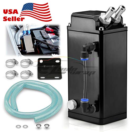 EZAUTO WRAP Black Square Aluminum Engine Oil Catch Tank Can Reservoir Breather #2 - Image 2