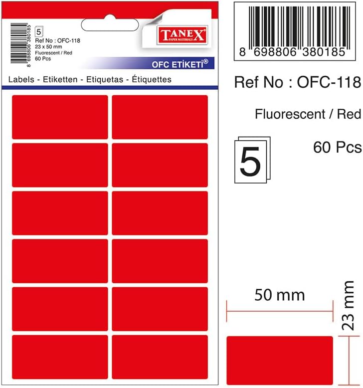 TANEX Adhesive Labels 23Mmx50Mm 12 White, Tanofc118 - Image 4