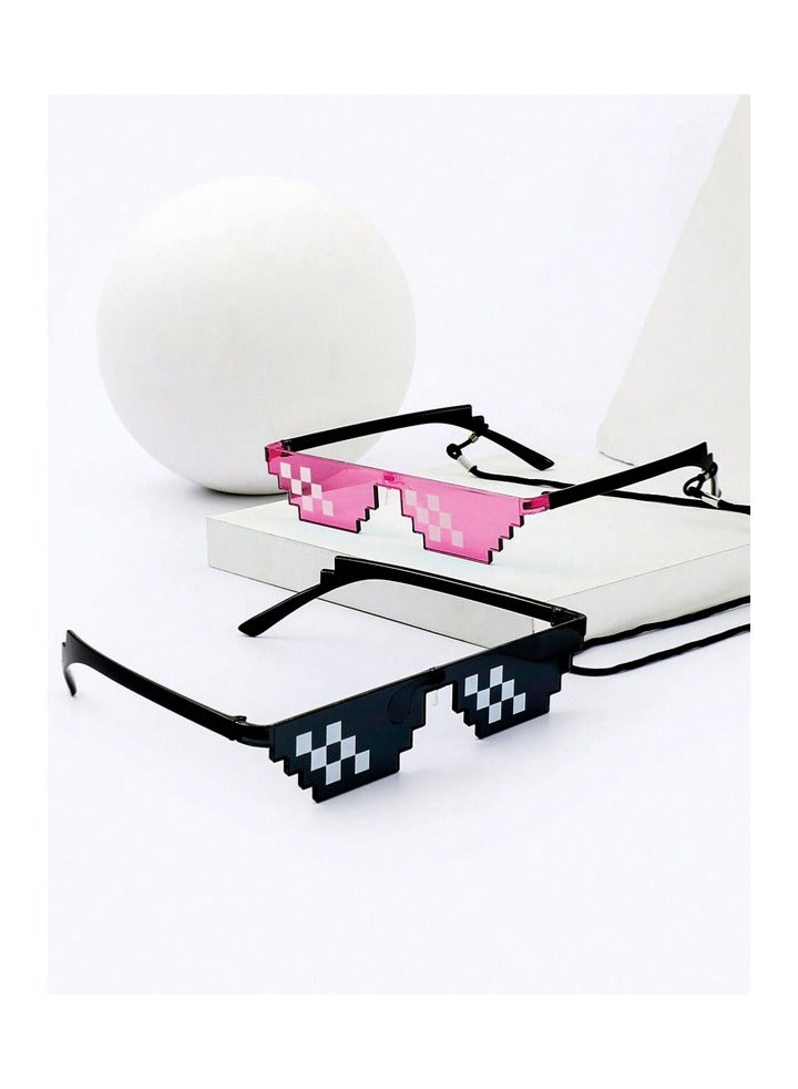 Thug Life or Pixel Sunglasses 2 Pieces Pink and Black - Image 2