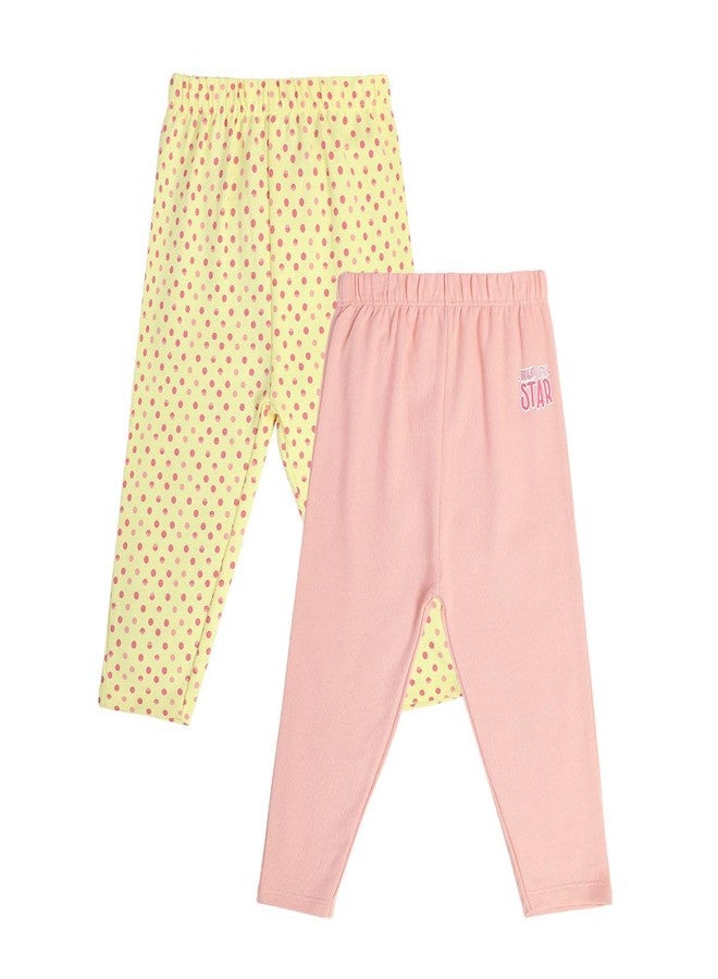 miniklub Baby Girls Full Length Multi Color Knit Legging, Pack Of 2 (3-6M) - Image 1