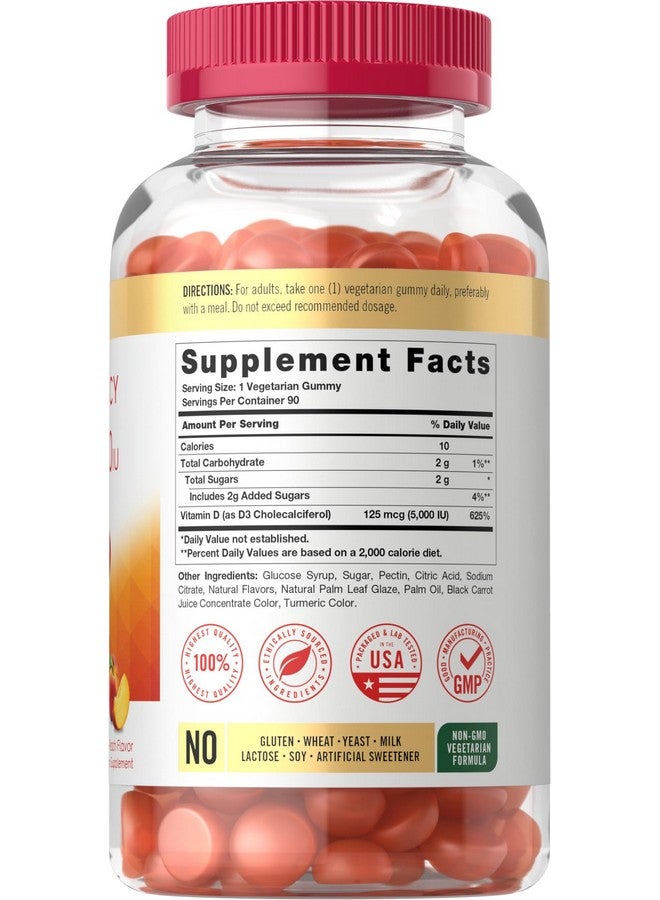 حلوى كارلايل فيتامين د3 | ٥٠٠٠ وحدة دولية | ٩٠ قطعة | حلوى بنكهة الخوخ | فعالية عالية للبالغين | مكمل غذائي نباتي، غير معدل وراثيًا، وخالي من الغلوتين - Image 2