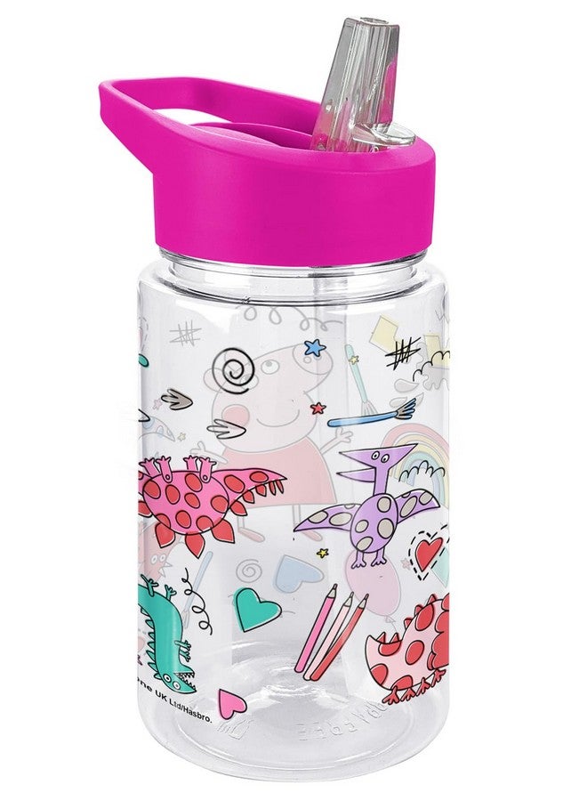 LOGOVISION Peppa Pig Kids Tritan Plastic Water Bottle with Straw Lid and Handle, Reusable Tumbler for Toddlers, Unisex for Girls and Boys, 12oz, Peppa Stuff Pattern - Image 2