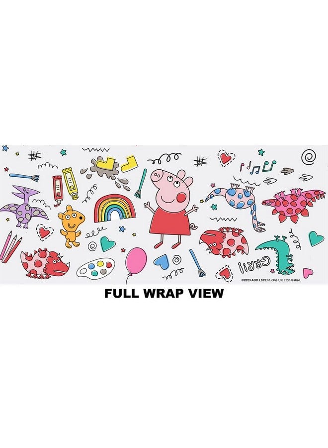 LOGOVISION Peppa Pig Kids Tritan Plastic Water Bottle with Straw Lid and Handle, Reusable Tumbler for Toddlers, Unisex for Girls and Boys, 12oz, Peppa Stuff Pattern - Image 3