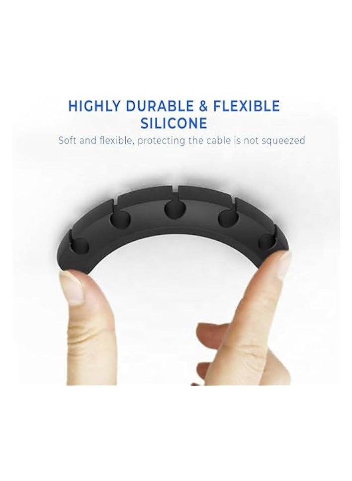 بروماس مساحات أنيقة ومرتبة في انتظار مشابك إدارة الكابلات - منظم 7 مشابك كابلات لأسلاك الطاقة، USB، التلفزيون، الكمبيوتر الشخصي، المنزل، والمكتب. سطح المكتب بليس لمدة 7 مقاطع كابل. (أسود) - Image 2