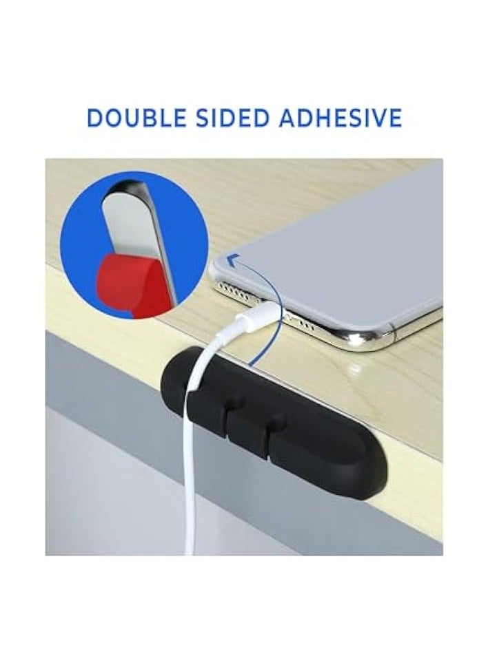 بروماس مساحات أنيقة ومرتبة في انتظار مشابك إدارة الكابلات - منظم 7 مشابك كابلات لأسلاك الطاقة، USB، التلفزيون، الكمبيوتر الشخصي، المنزل، والمكتب. سطح المكتب بليس لمدة 7 مقاطع كابل. (أسود) - Image 3