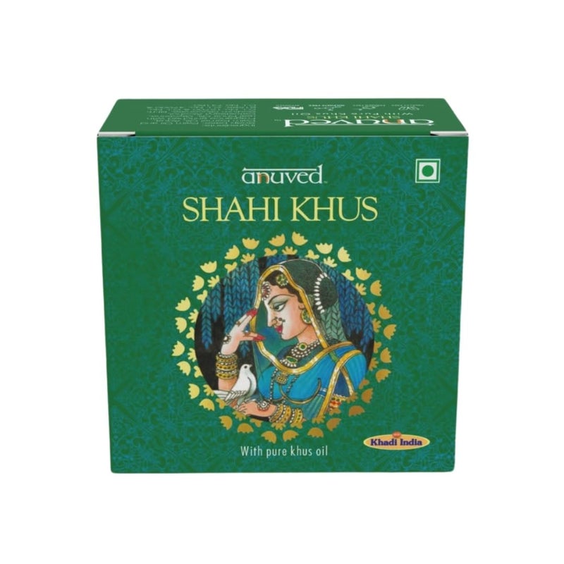 Anuved Shahi Khus Soap  Pack of 6  125g Each  With Pure Khus Oil  Rishikesh Gangajal  Calming Soothing  Antibacterial Herbal Soaps Paraben  Cruelty Free  Khus Soaps for Bath for Men  Women - Image 5