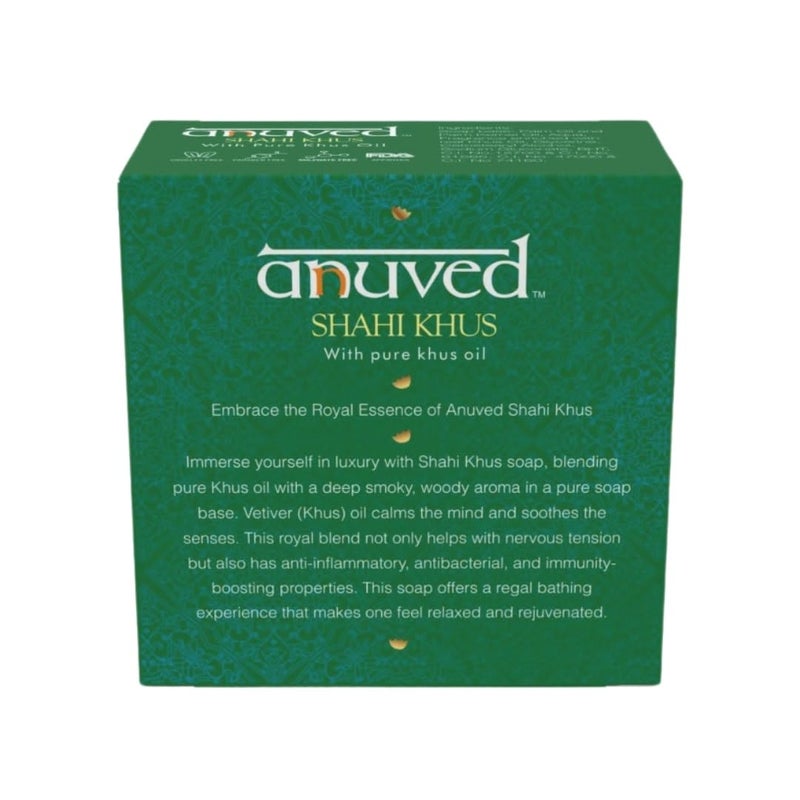 Anuved Shahi Khus Soap  Pack of 6  125g Each  With Pure Khus Oil  Rishikesh Gangajal  Calming Soothing  Antibacterial Herbal Soaps Paraben  Cruelty Free  Khus Soaps for Bath for Men  Women - Image 3