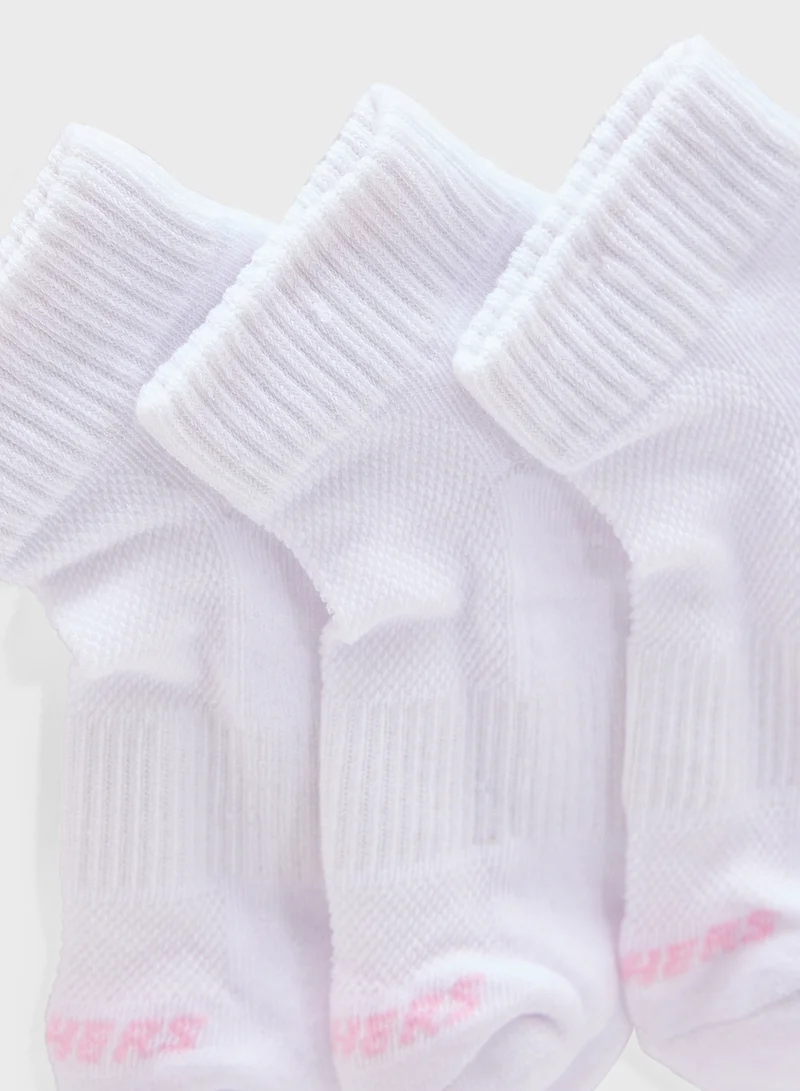 SKECHERS 3 Pack Terry Qtr Crew Socks