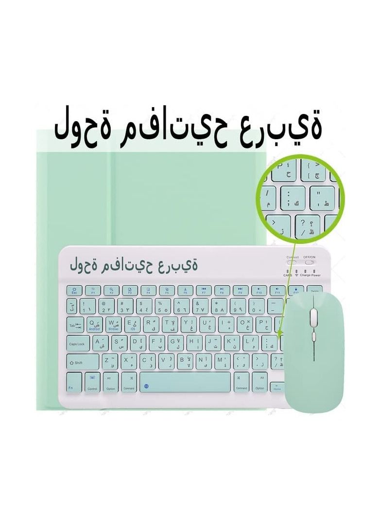 Arabic and English Keyboard Case for iPad 10th Generation (2022, 10.9 Inch), Detachable Wireless Pencil Holder Slim Leather Smart Cover with Mouse - Image 2