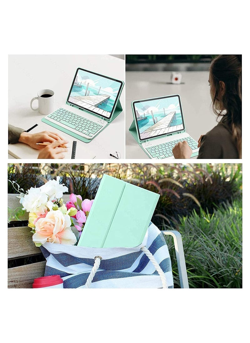 Arabic and English Keyboard Case for iPad 10th Generation (2022, 10.9 Inch), Detachable Wireless Pencil Holder Slim Leather Smart Cover with Mouse - Image 4