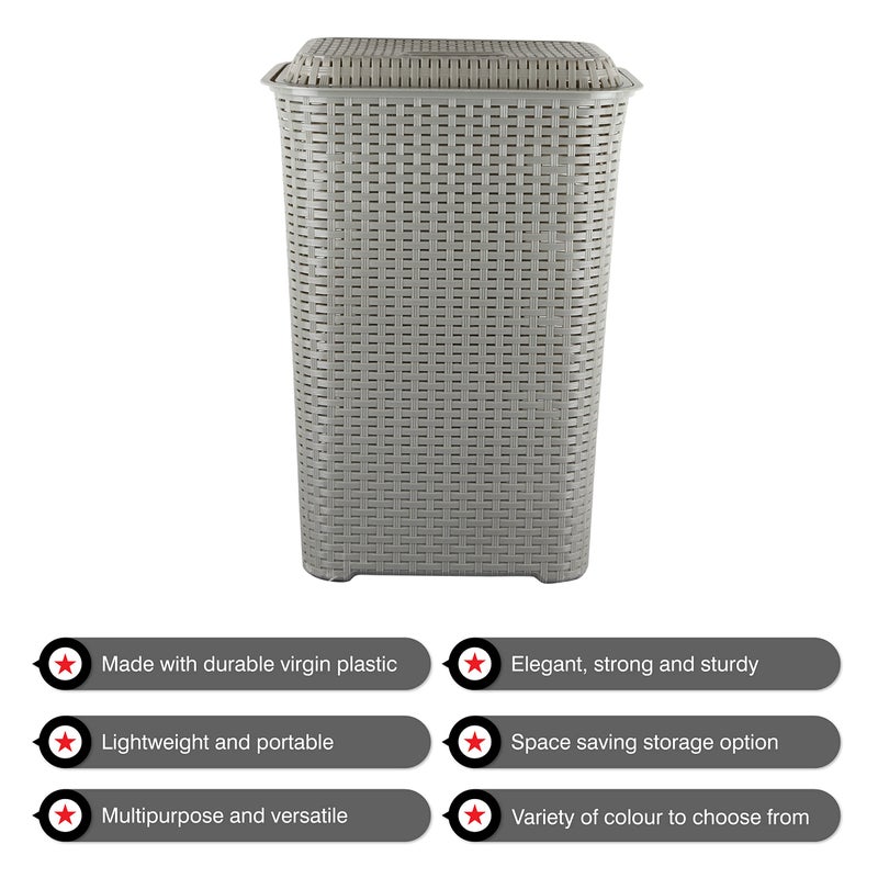 Cello Eliza Plastic Laundry Basket, L.Grey - Image 3