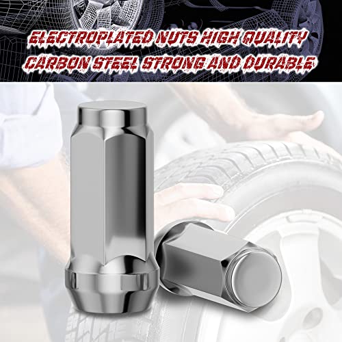 Richeer 24pcs M14x1.5 Lug Nuts for Silverado Suburban Sierra 1500 Tahoe Yukon Escalade ESV, 1.78 inch Closed End Bulge Acorn Chrome Lug Nuts Replacement 19mm Hex One-Piece Wheel Lug Nut - Image 4