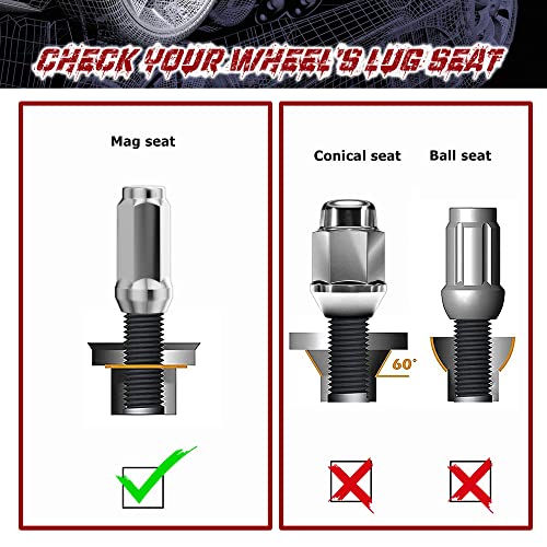 Richeer 24pcs M14x1.5 Lug Nuts for Silverado Suburban Sierra 1500 Tahoe Yukon Escalade ESV, 1.78 inch Closed End Bulge Acorn Chrome Lug Nuts Replacement 19mm Hex One-Piece Wheel Lug Nut - Image 3