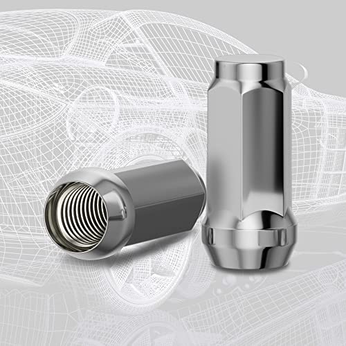 Richeer 24pcs M14x1.5 Lug Nuts for Silverado Suburban Sierra 1500 Tahoe Yukon Escalade ESV, 1.78 inch Closed End Bulge Acorn Chrome Lug Nuts Replacement 19mm Hex One-Piece Wheel Lug Nut - Image 5
