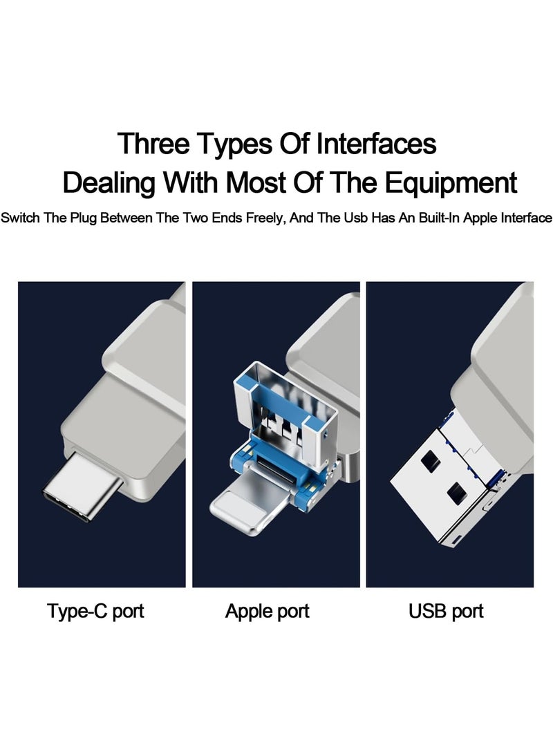 INSIJAM 2TB Usb 3.0 Flash Drive 3-In-1 Memory Storage Drive Compatible Photo Storage Memory Stick External Storage Compatible Compatible For iphone/Pc/iPad/More Device - Image 3