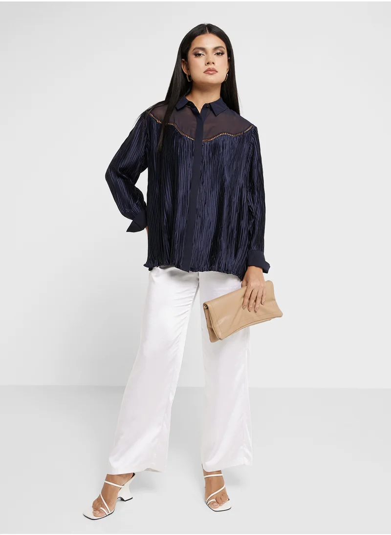 French Connection Crinkle Satin Shirt