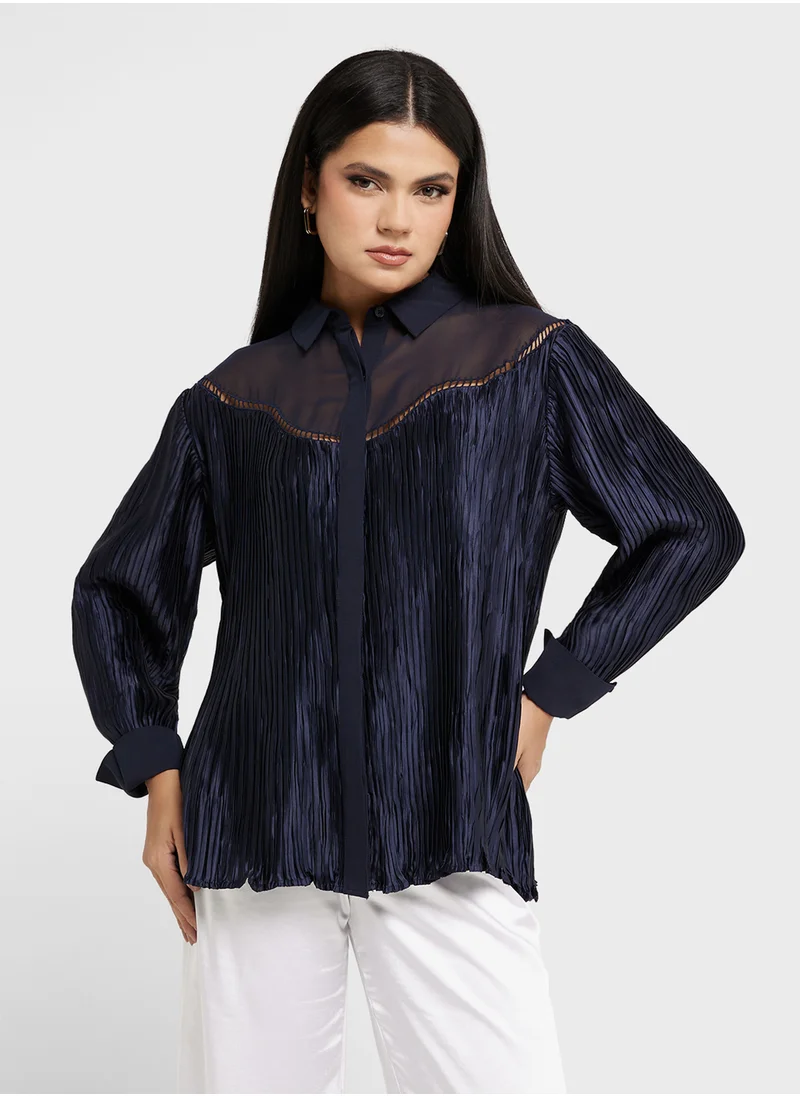 French Connection Crinkle Satin Shirt