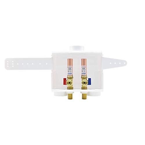 Eastman 1/2 Inch Sweat Connection Dual Drain Washing Machine Outlet Box with Hammer Arrestors and Quarter Turn Ball Valves, White, 60252 - Image 2