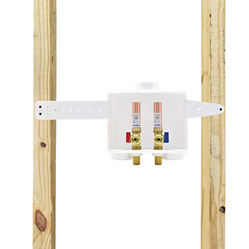 Eastman 1/2 Inch Sweat Connection Dual Drain Washing Machine Outlet Box with Hammer Arrestors and Quarter Turn Ball Valves, White, 60252 - Image 5